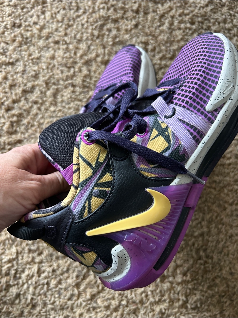 Nike Kids Purple, Yellow & Black Basketball Sneakers